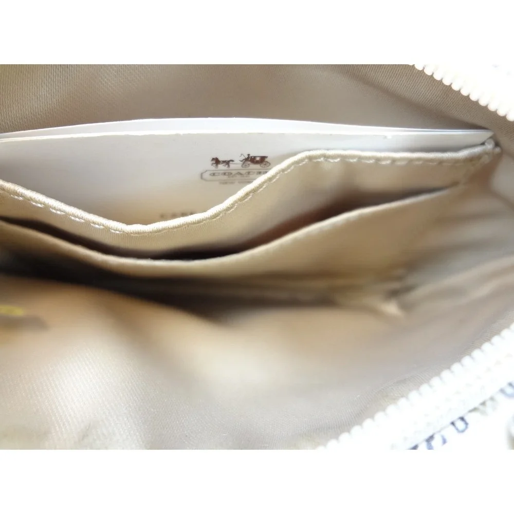 Coach Legacy Weekend‎ Ticking Stripe Canvas Wristlet Small Beige Striped